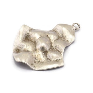 Silver Pear Charm, 6 Antique Silver Plated Brass Pear Shaped Charms With 1 Loop, Earrings, Pendants, Findings (33x24x0.60mm) D0690 H0780