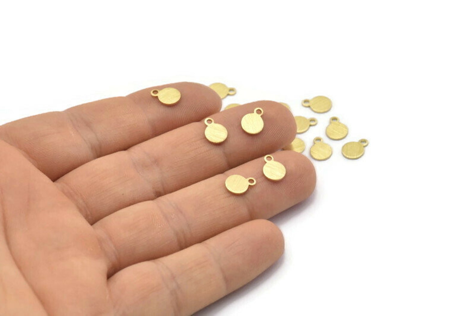 Brass Round Charm 12 Raw Brass Round Charms With 1 Loop Etsy