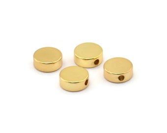 Perle d’espacement en or, 12 perles d’espacement en laiton plaqué or, connecteurs d’espacement, perles rondes (8x2,7 mm) D0128 Q0153