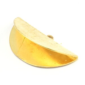 Half Moon Crimp, Gold Plated Brass Textured Ribbon Crimp End With 1 Loop, Findings (36x18mm) BS 2000 Q0575