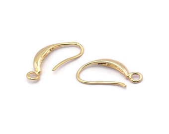 Gold Ohrhaken, 10 Messing-Ohrring-Brisuren vergoldet (18 x 10 mm) BS 1711