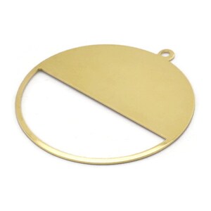 Brass Circle Charm, 4 Raw Brass Circle Charms With 1 Loop, Pendants, Earrings, Findings (41x38x0.6mm) M02046