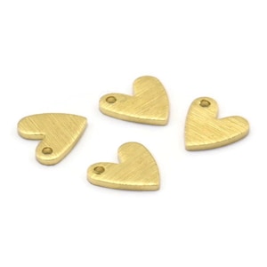 Brass Heart Charm, 50 Textured Raw Brass Heart Charms With 1 Hole (8x1mm) M02170