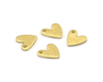 Brass Heart Charm, 50 Textured Raw Brass Heart Charms With 1 Hole (8x1mm) M02170