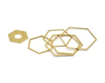 Brass Hexagon Connectors - Raw Brass Hexagon Connectors (15-19-23-27-31-35-39-43-47-51-54-58-62-66-70-74-78-82-86mm) SMP2013