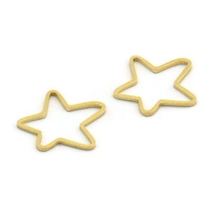 Brass Star Charm, 50 Raw Brass Star Charms, Charm Pendants (16x14x0.80mm) A5950