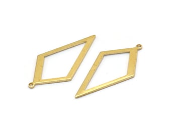 Brass Diamond Charm, 24 Raw Brass Rhombus Charms With 1 Loop, Earrings, Findings (28x14x0,80mm) D855