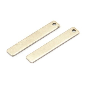 Antique Silver Necklace Bar, 12 Antique Silver Plated Brass Rectangle Stamping Blanks with 1 Hole, Earring Finding (30x5x0.80mm) U029 H0280