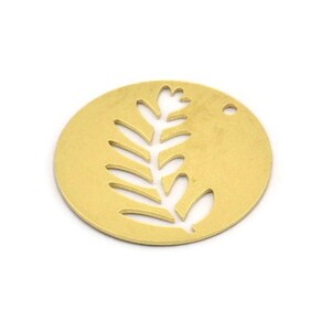 Brass Leaf Charm, 6 Raw Brass Leaf Charms With 1 Hole, Charm Pendants (25x0.60mm) A4745