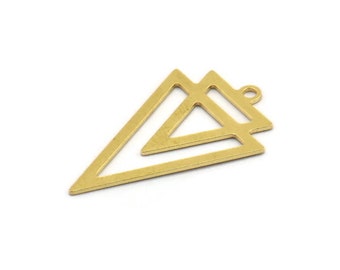 May include: A gold-colored metal pendant featuring a geometric design of overlapping triangles. The pendant has a small loop at the top for attaching to a chain or other jewelry component. The design is minimalist and modern.
