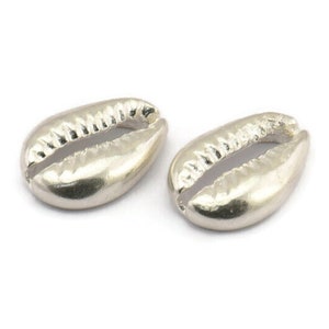 Apprêts de coquillages en argent, 2 cauris en argent 925, pendentifs, breloques, boucles d'oreilles, perles 16-23 mm E276