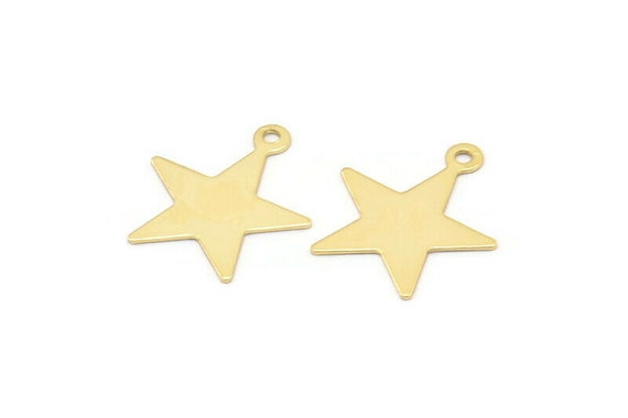 Gold Star Charm, 24 Gold Plated Brass Star Charms With 1