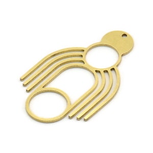 Brass Fringed Charm, 4 Raw Brass Fringed Shaped Charms With 1 Hole, Findings (40x24x0.80mm) SMP0700