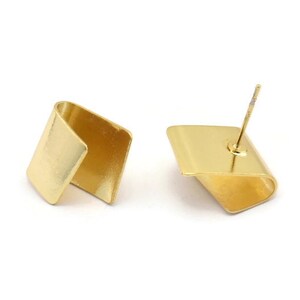 Gouden knijpoorbellen, 4 vergulde messing oorknopjes (12 x 15 mm) D1341 A1376