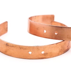 Copper Bracelet Blank - 2 Raw Copper Bracelet Stamping Blanks , Cuffs With 2 Holes (10x145x1mm)  Brc086