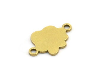 Brass Cloud Charm, 50 Raw Brass Cloud Shaped Charms With 2 Loops, Earring Charms, Connectors (12x8x0.60mm) A3502