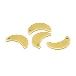Brass Moon Charm, 24 Raw Brass Crescent Moon Charms With 1 Hole, Blanks (15x6x0.80mm) A2225