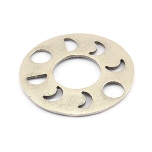 Maanfasenhanger, antiek verzilverde messing cirkelhangers, oorbellen (34 x 1 mm) U113