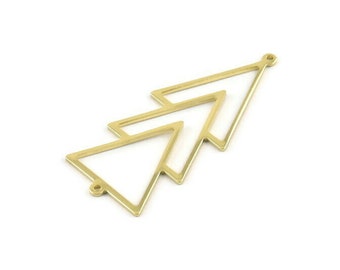 May include: Gold metal triangle pendant charm with three layers. The charm has a hole at the top for attaching to a necklace or bracelet.