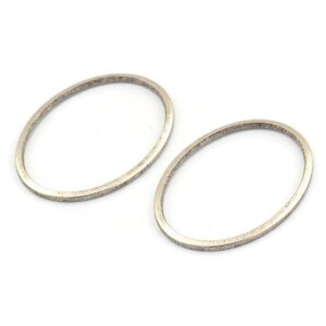 Silver Oval Connector, 12 Antique Silver Plated Brass Oval Connectors, Charms, Findings (26x19x1mm) A1707 H1225