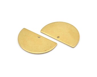 Semi Circle Charm, 12 Raw Brass Half Moon Blanks With 1 Hole, Earrings, Pendants (21x13x0.80mm) D0786