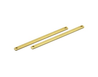Long Necklace Bar, 30 Raw Brass Bar Connectors With 2 Holes (55x3x1mm) Brc 148--a0825