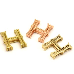 Pingentes de 3 letras, 3 alfabetos de letras de latão, opções de acabamento em ouro rosa e ouro, letras maiúsculas, pingente inicial de letra para colares personalizados