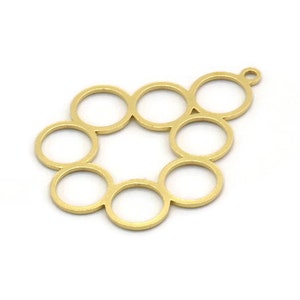 Brass Round Charm, 4 Raw Brass Round Shaped Charms With 1 Loop, Circles Charm, Pendants, Findings (31x23x0.60mm) SMP0357