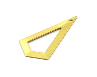 Brass Triangle, 12 Raw Brass Triangle Charms with 1 holes (38x20x0.60mm) U018