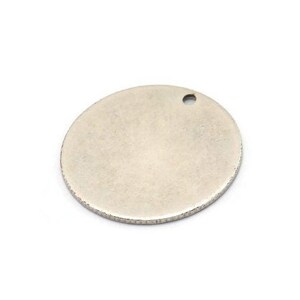 Silver Brass Disc, 4 Antique Silver Plated Brass Stamping Blanks, Discs With 1 Hole (20x0.80mm) Y254