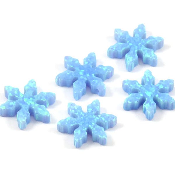 Blue Opal Snowflake, 1 Light Blue Synthetic Opal Snowflake Bead, Snowflake Charm, Beads (12mm) F060