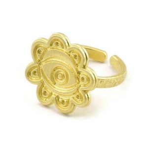 Brass Eye Ring, Raw Brass Eye Rings, Adjustable Rings, Evil Eye Rings - N2521