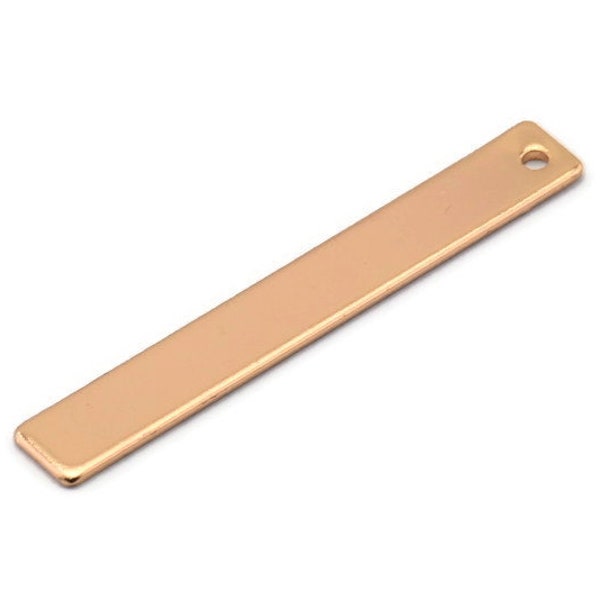Rose Gold Customized Bar, 3 Rose Gold Plated Brass Stamping Blanks, Personalized Bars (6x44mm) B0188 Q0062