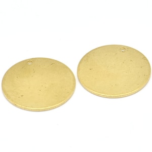 Brass Round Tag, 8 Raw Brass Round Stamping Blanks With 1 Hole (21x1mm) D0611