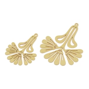 Brass Flower Charm, Raw Brass Flower Charms With 1 Loop, Charm Pendants, Earring Findings (30/40x0.60mm) SMP2743