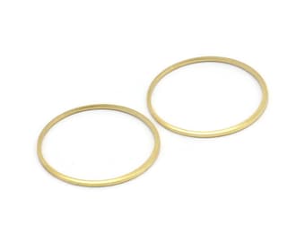 30mm Circle Connectors - 24 Raw Brass Circle Connectors (30x1x1mm) BS 1089