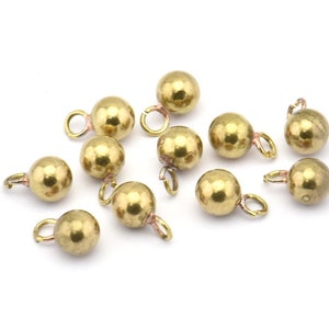 Brass Ball Charm, Raw Brass Ball Charms (6mm) N0586