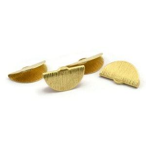 Brass Ribbon Crimp, 24 Textured Raw Brass Ribbon Crimp Ends With 1 Loop, Findings (20x11mm) A1858