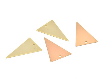 Rose Gold / Gold Triangle, 8 Rose Gold Plated - Gold Plated Brass Triangle Charms With 1 Hole (25x16mm) A0008 Q0102