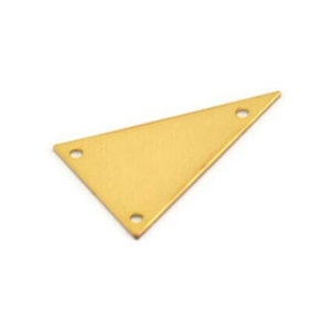 Gold Triangle Charm, 8 Gold Plated Brass Triangle Charms With 3 Holes (25x16mm) D0305