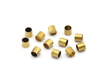 Brass Tube Beads - 100 Raw Brass Tube Beads, Tiny Tube Beads (4x4mm) Bs 1450