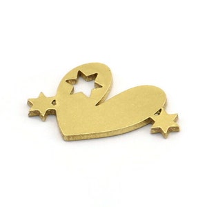 Brass Heart Charm, 12 Raw Brass Heart Charms, Pendants, Earring Findings (13x21x1mm) A3323