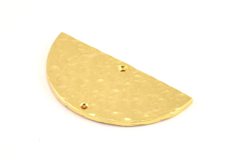 30x15x1.2mm Hammered Half Moon 2 Hammered Gold Lacquer Plated Brass Semi Circle Blanks with 2 Holes N340 Q400