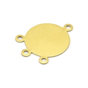 Brass Round Charm, 25 Raw Brass Round Charms With 4 Loops, Earrings, Pendants, Findings (23x16x0.60mm) Y174