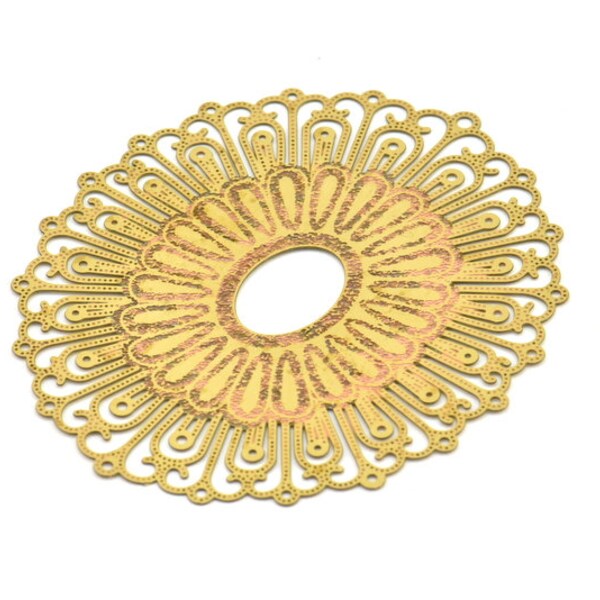 Brass Earring Charm, 4 Raw Brass Ethnic Motif Earring With 1 Loop Charms Pendants, Findings (55x48mm) E578