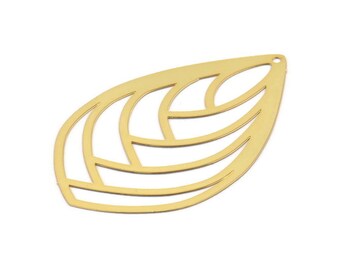 Gold Drop Charm, 2 Gold Plated Brass Drop Charms With 1 Hole, Findings (55x35x0.30mm) D1667
