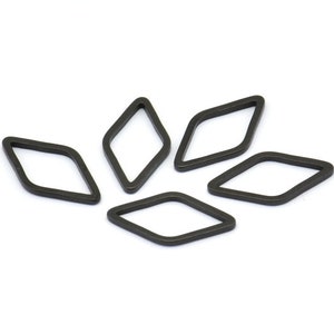 Open Cut Diamond, 25 Oxidized Brass Black Open Diamond Ring Charms (9x17x1mm) D0029