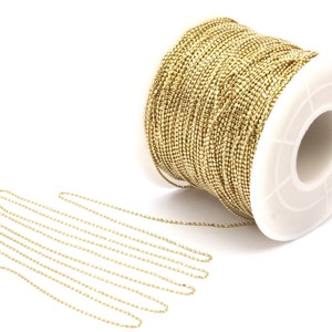 Tiny Brass Chain, Raw Brass Faceted Ball Chain (0.8mm) Chain Z105