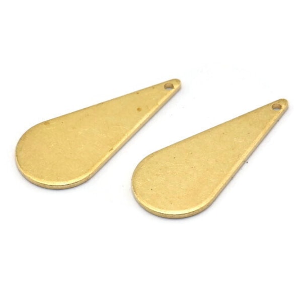 Brass Drop Charm, 12 Raw Brass Drop Charms With 1 Hole, Earrings, Findings (27x12x1mm) D0820