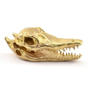 Brass Crocodile Skull, 1 Raw Brass Crocodile Skull With 1 Loop, Findings, Charms (27x9mm) BS 1878